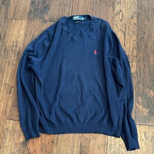 Polo by Ralph Lauren Men's Dark Blue V-Neck Sweater